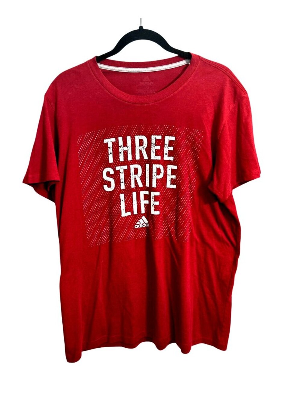 Adidas Mens Red "Three Stripe Life" Graphic T-Shirt L
